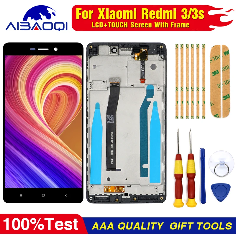 

Сенсорный ЖК-экран AiBaoQi для Xiaomi Redmi 3, Redmi 3s, дигитайзер с рамкой, ЖК-экран, дисплей, запасные части