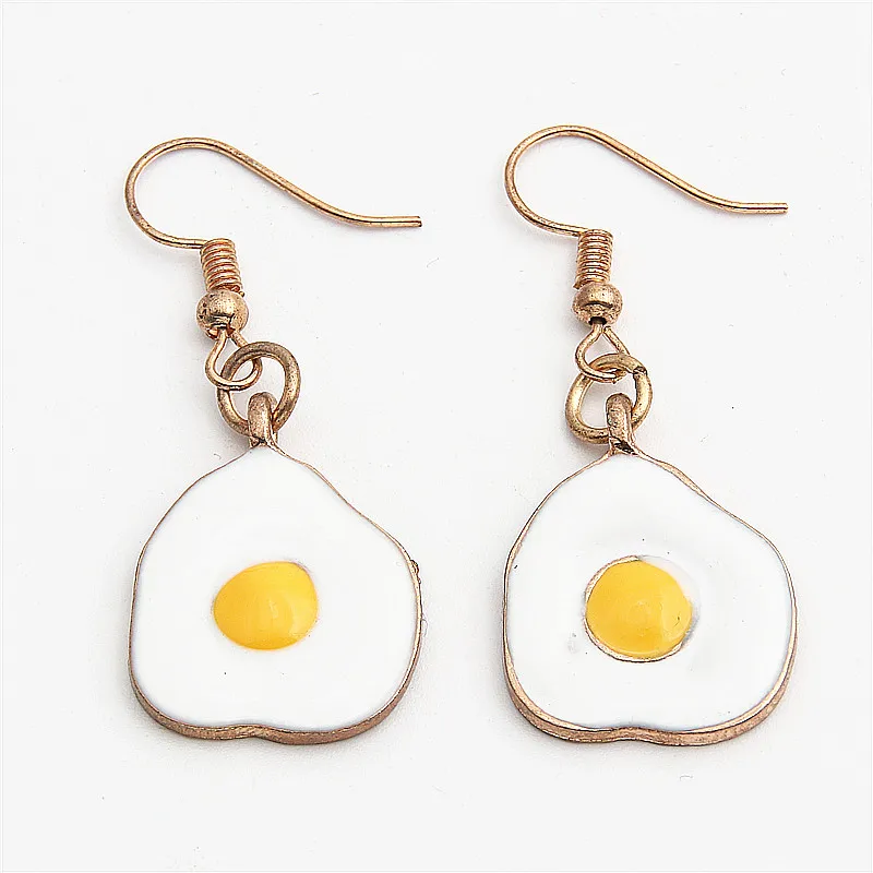 1 пара серьги с яйцом эмаль Kitch забавные золотые для ушей провода крючки подарок