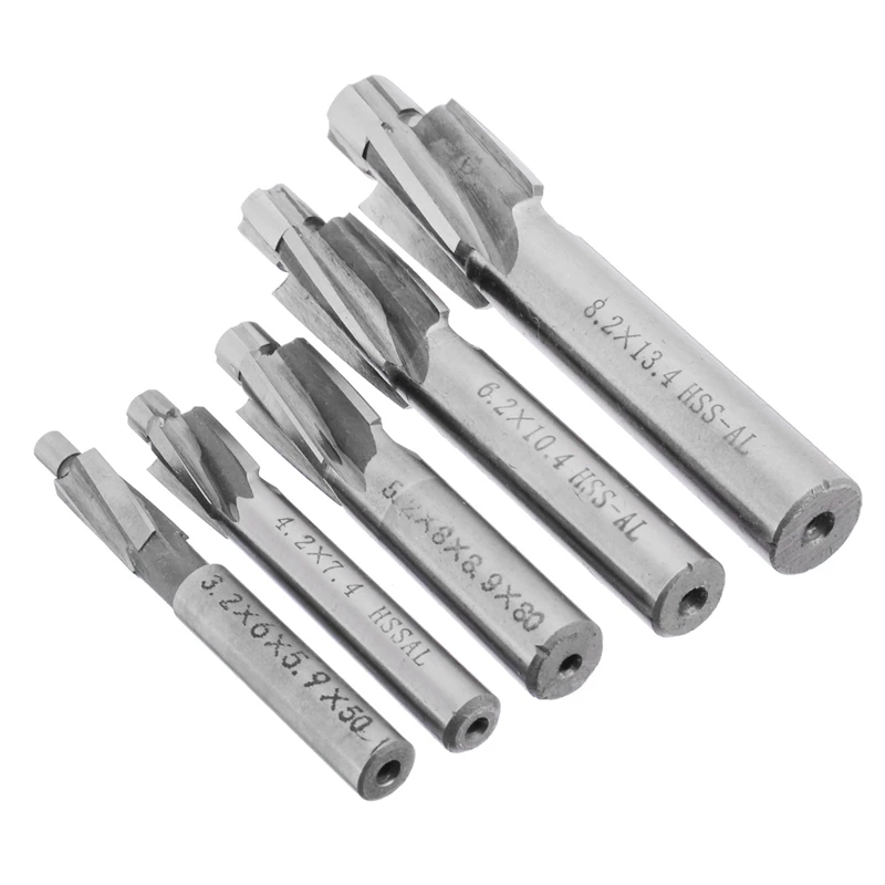 

Hot SV-5Pcs HSS Counterbore End Mill M3-M8 Pilot Slotting Tool Milling Cutter Countersink End Mills