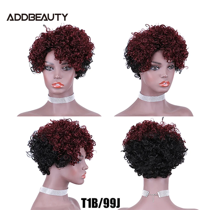 Addbeauty Full Lace Human Hair Wigs Water Wave Colored Short Bob Wig For Black Woman Machine Made Remy 6&quot | Шиньоны и парики