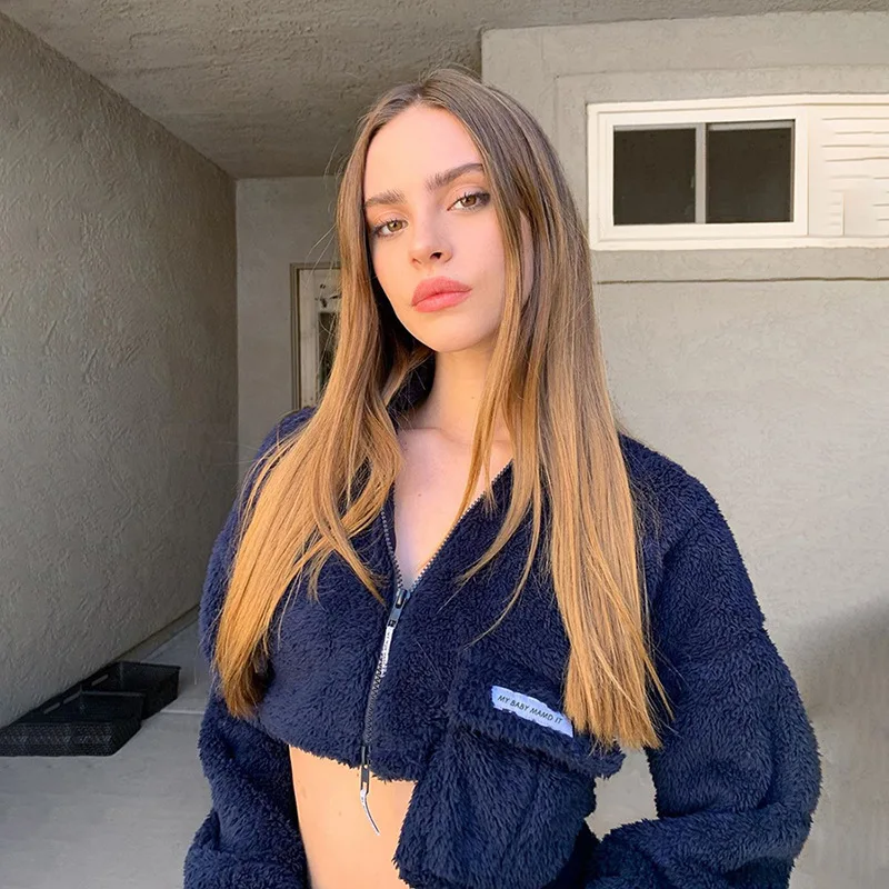 

women's two piece set sports 2020 autumn and winter fashion new round neck long sleeve cardigan pocket stitching slim short suit