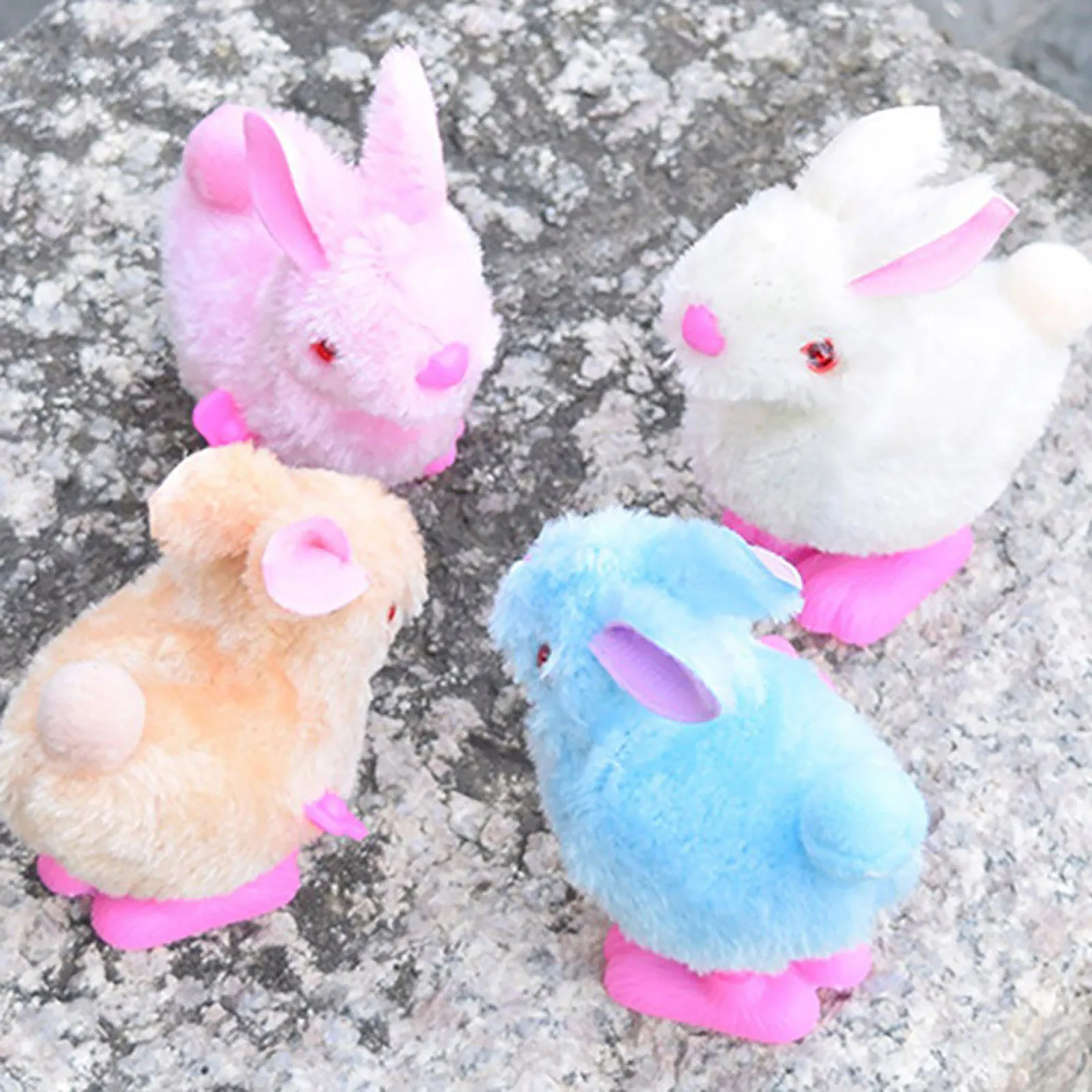 

1pc Four-color Simulation Bunny Plush Toy With Or Without Tail Cute Rabbit Children's Clockwork Toy Hopping Wind Up Easter Gift