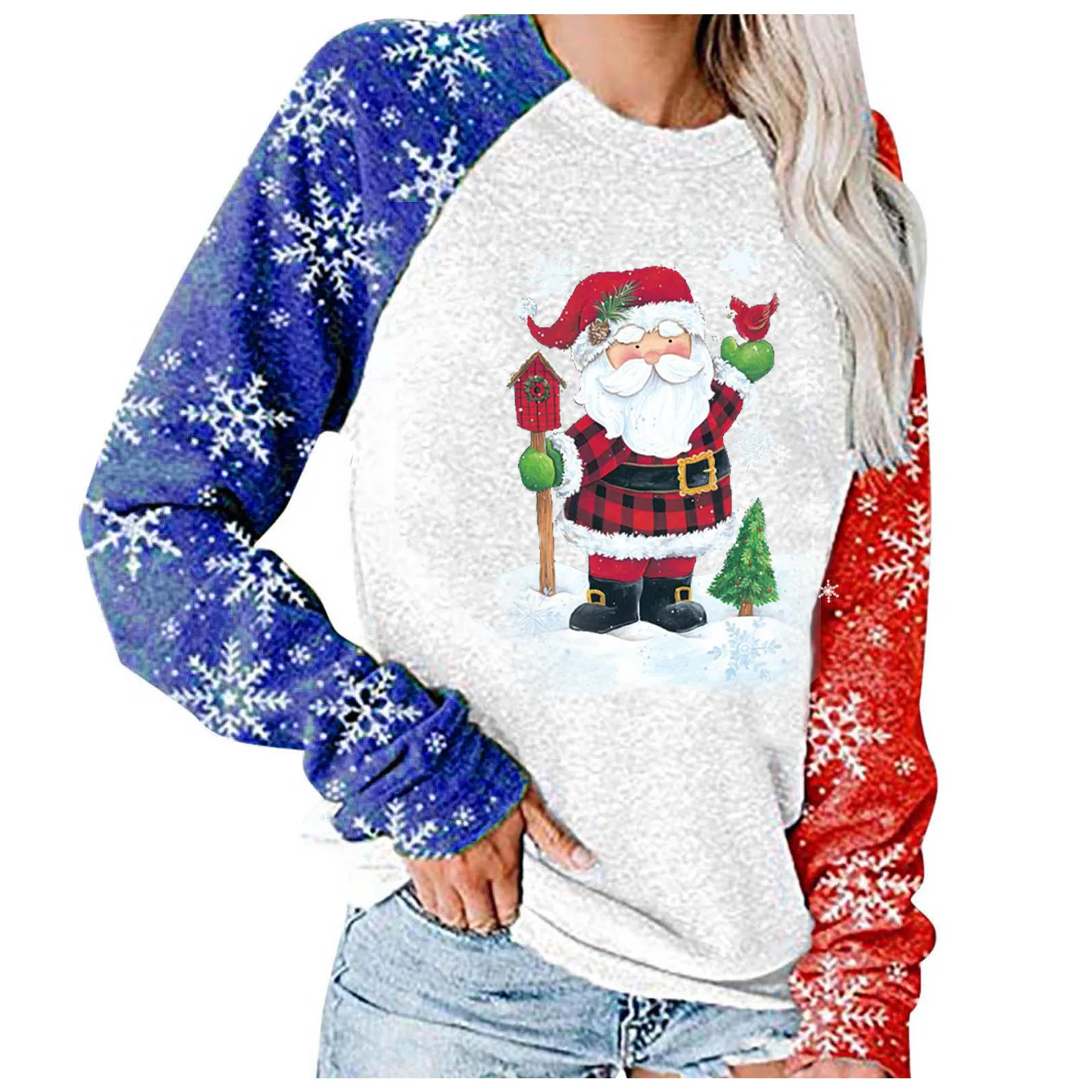Женские Толстовки 2020 с рождественским принтом свободные женские топы длинным