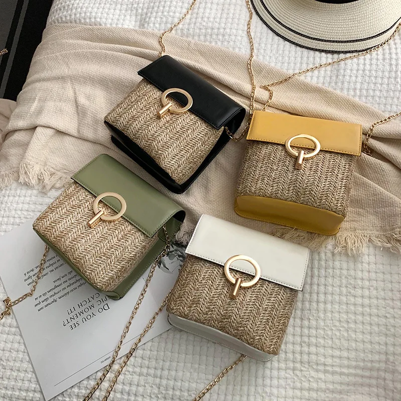 Новинка летние женские Сумки из искусственной кожи и соломы маленькая сумка