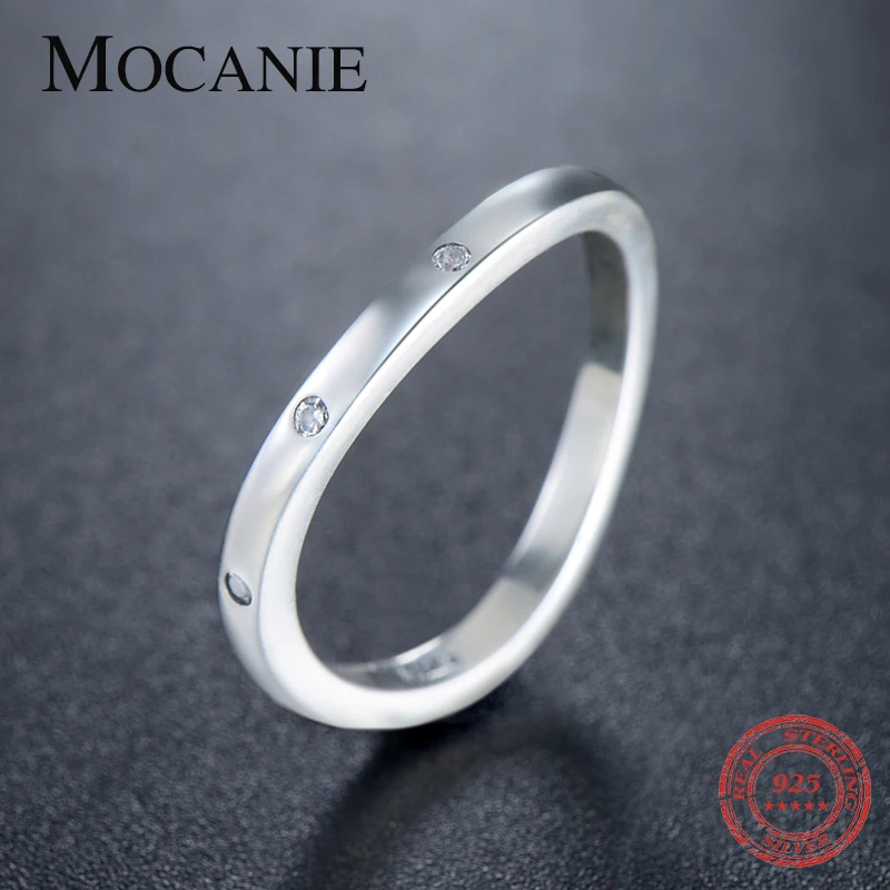 

Mocanie Real 925 Sterling Silver Luminous Zircon Irregular Round Finger Ring for Women Korea Style Geometric Ring Jewelry Gift