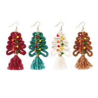 colorful factory glass beads tie knot cotton string christmas tree earrings for women 2021 new boho fancy thanksgiving day gifts