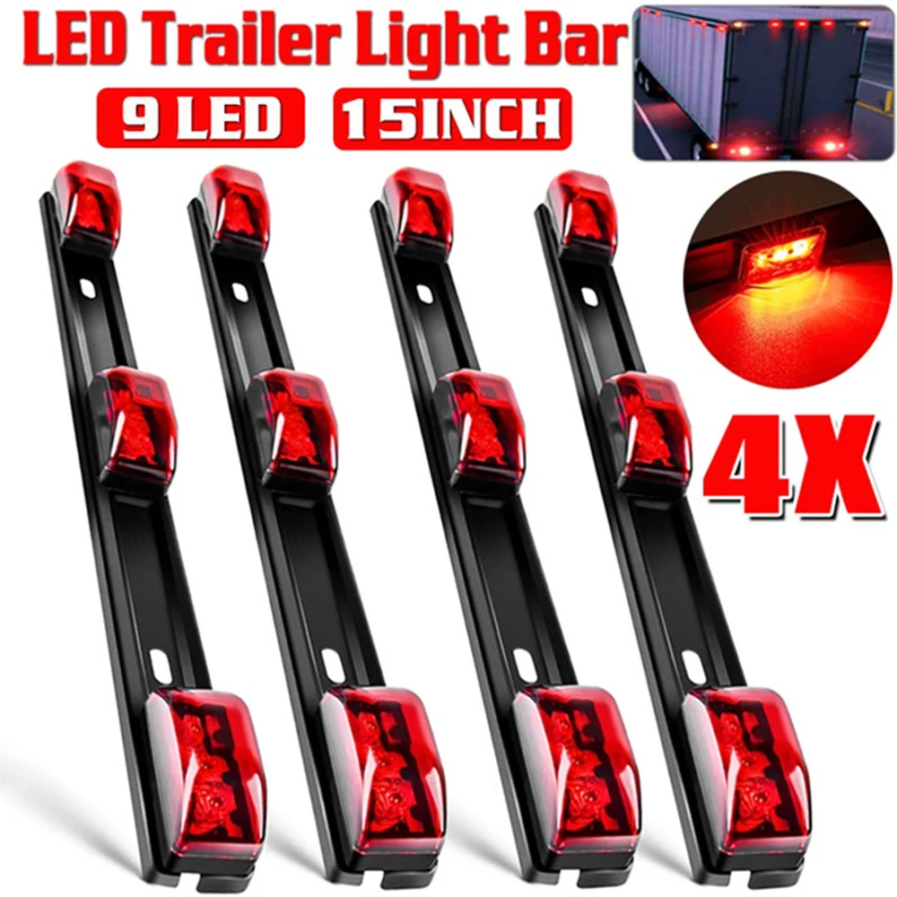 

1/2/4 PCS 9 LED Red Trailer Light Truck Caravan Taillight Turn Signal Indicator Number Plate Light Rear Reverse Brake Stop Lamp