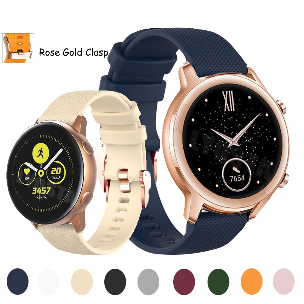 

Ремешок силиконовый для Samsung Galaxy Watch 3 41 Active2 40 44 20 мм, сменный Браслет для наручных часов Gear S2, Huawei GT2 42 Correa