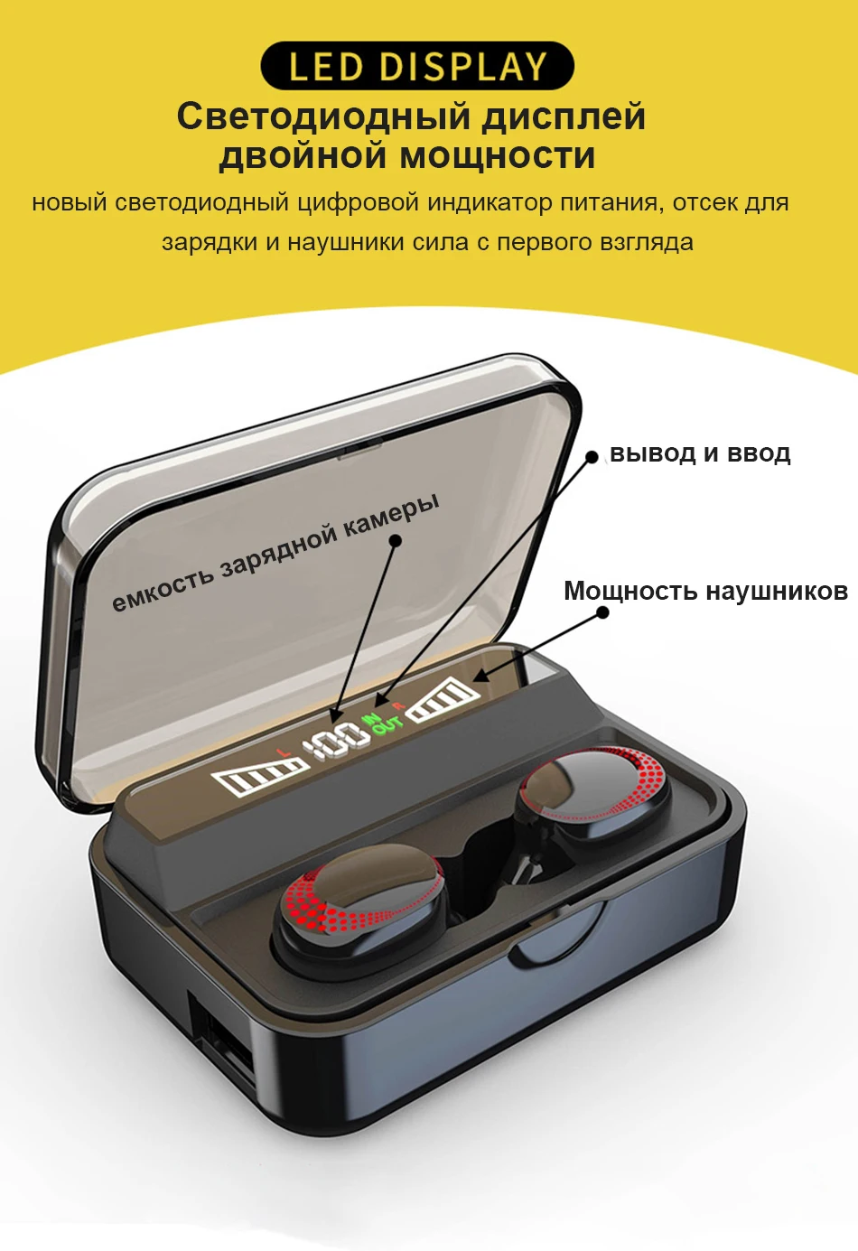 TEBAURRY TWS, беспроводные наушники Bluetooth 5,0, наушники 6D, стерео басовые наушники, мини Беспроводные наушники с емкостью 2200 мАч