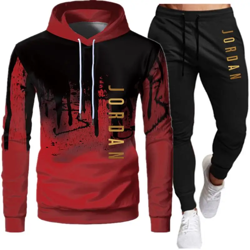 

2 Pieces Sets Tracksuit Men Hooded Sweatshirt+Pants Pullover Hoodie Sportwear Suit Ropa Hombre Casual Men Clothes Size S-4XL