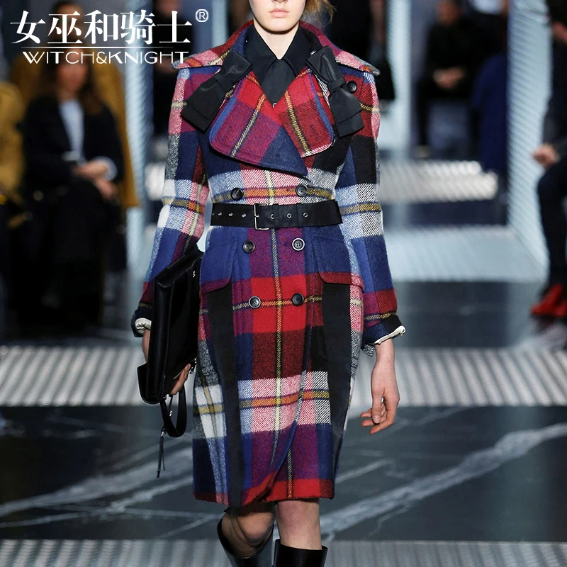 

Tweed Coat Women's Medium Length 2021 Autumn Winter Lapel Button Waist Color Matching Tweed Coat