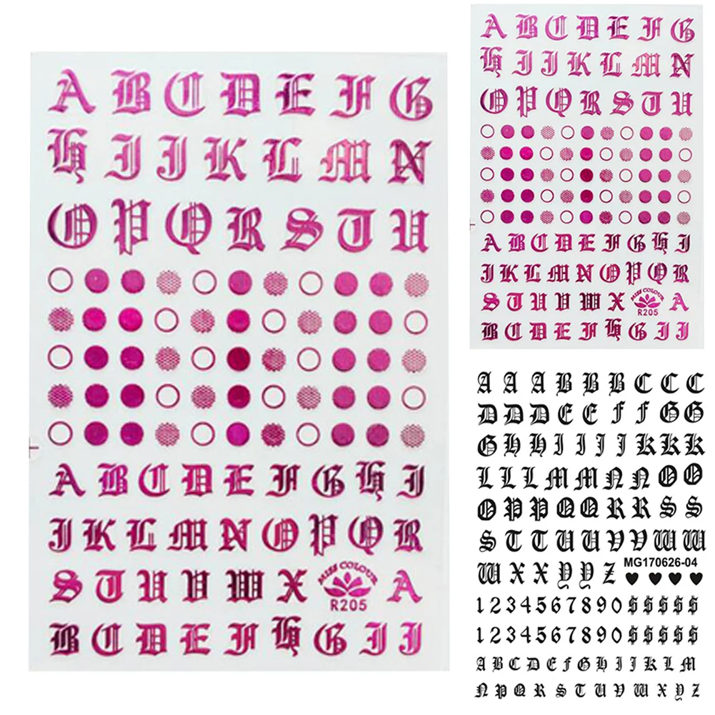 3D DIY античные английские буквы наклейки для дизайна ногтей с фламинго маникюра