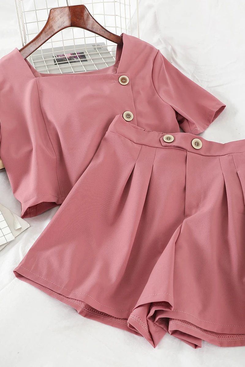 2019 Новая модная женская одежда рубашка + шорты костюм из двух предметов Женский