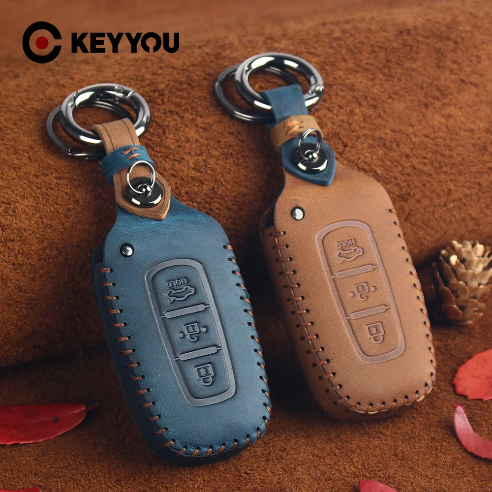 

Чехол для автомобильного ключа KEYYOU из натуральной кожи для Hyundai I30 I45 Ix35 Genesis Equus Veloster Sonata Elantra Tucson