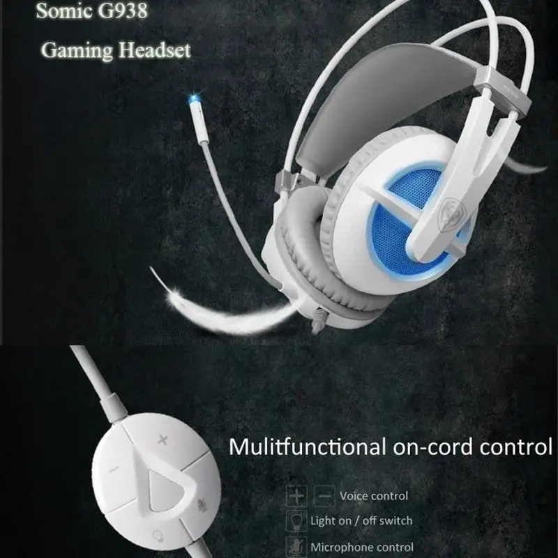 SOMiC G938 Виртуальный 7 1 объемные Игровые наушники USB Проводное управление дышащий