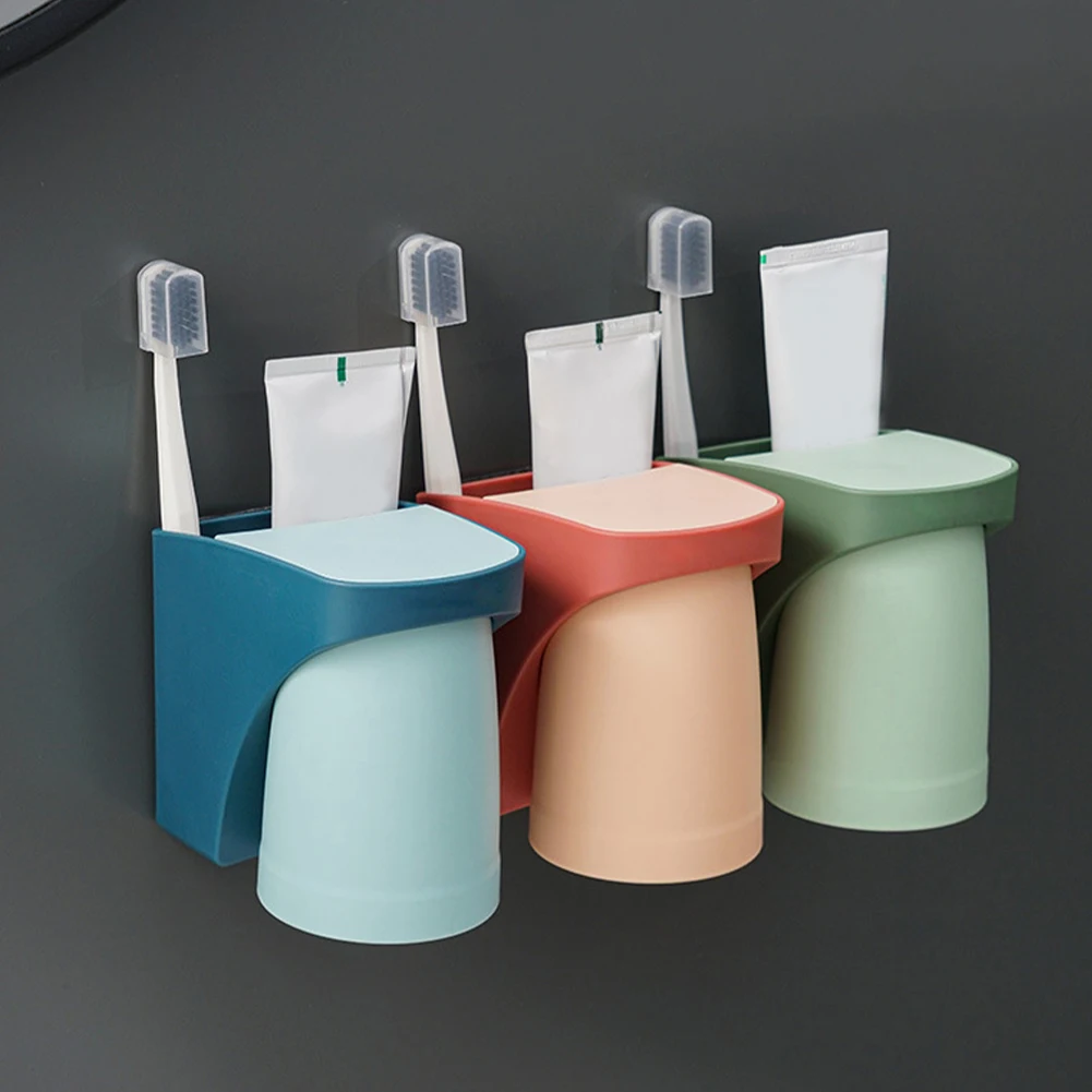 

Creative Toothbrush Cup Set Wall-Mounted Toothbrush Holder Magnetic Suction Seamless Non-Punch Bathroom Storage Rack Organizer