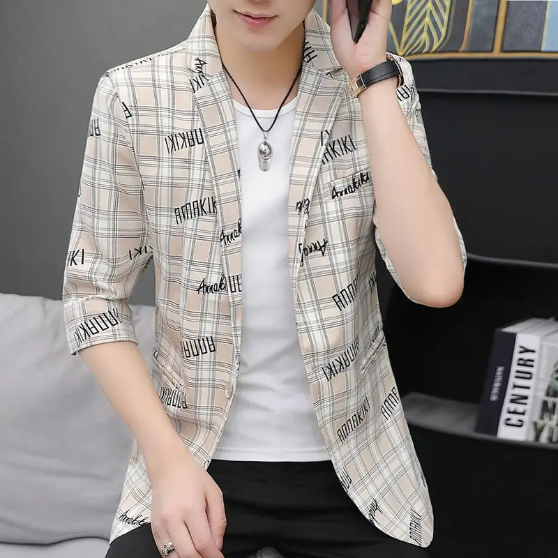 

Spring and summer seven-sleeve suit men slim small middle-sleeve suit youth handsome one-piece jacket trend Fashion high-grade