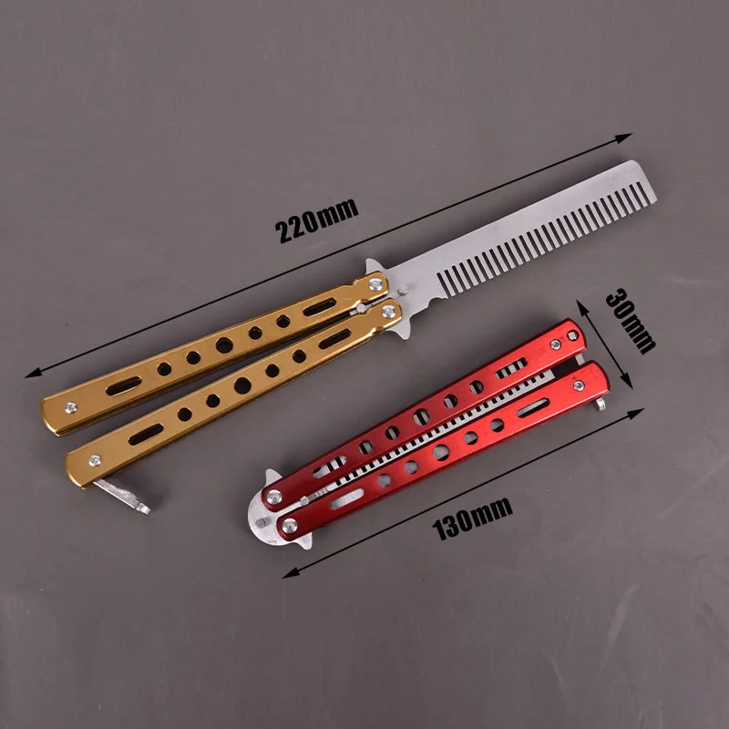 

1PCS Foldable Comb Stainless Steel Practice Training Butterfly Knife Comb Beard & Moustache Brushes Hairdressing Dropshipping