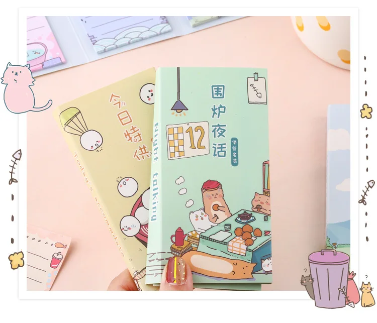 Kawaii мультфильм Животные блокнот милый канцелярский дневник Diy Липкие заметки 4 складной портативный Блокнот Школьные офисные поставки Papeleria