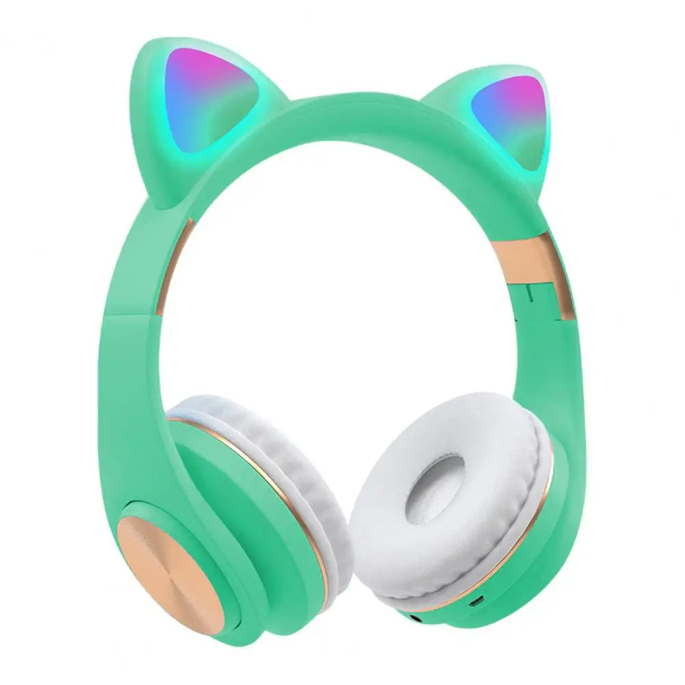 

Bluetooth Headphones glowing cute LED Cat Ear Paw Girls Gift Kids Headset Wireless HIFI Stereo Bass 3.5mm Plug With Mic