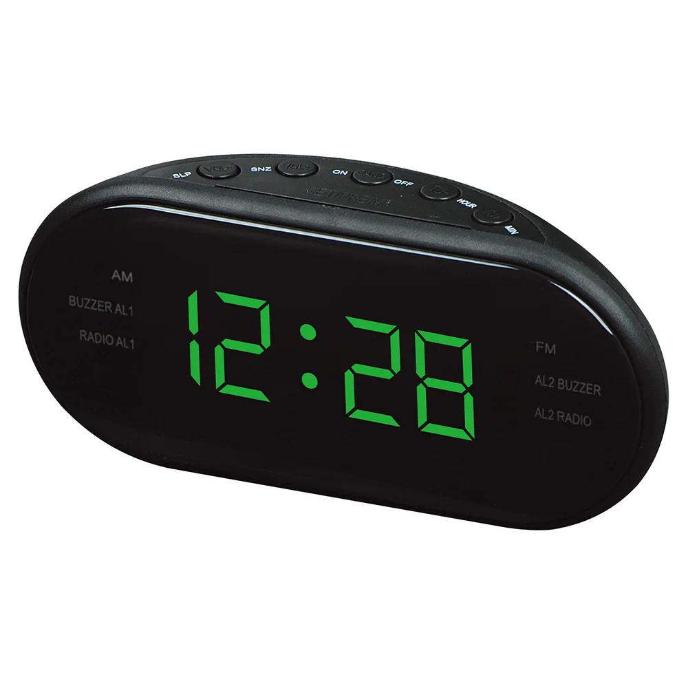 2019 new ac 220v 50hz amfm led clock electronic desktop alarm clock digital table radio gift home office supplies eu plug free global shipping