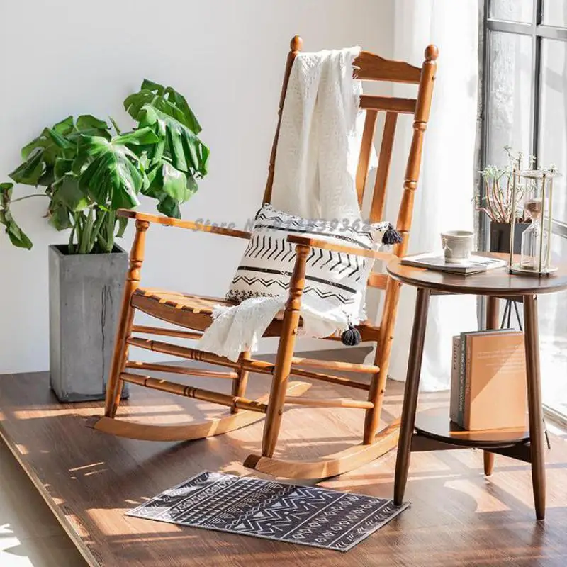 Американский однотонный деревянное кресло качалка Балконный дом для отдыха