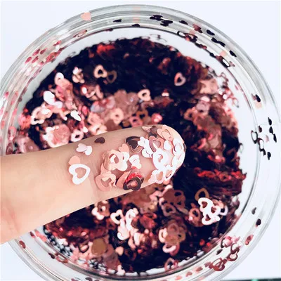 Soild light pink 10g Ультра-тонкая 3D блестка для ногтей 4 мм Полые Сердце Лазерная блестка из ПЭТ для украшения ногтей боди-арт живопись ногтей DIY Декор 10 г - Цвет: Soild light pink 10g