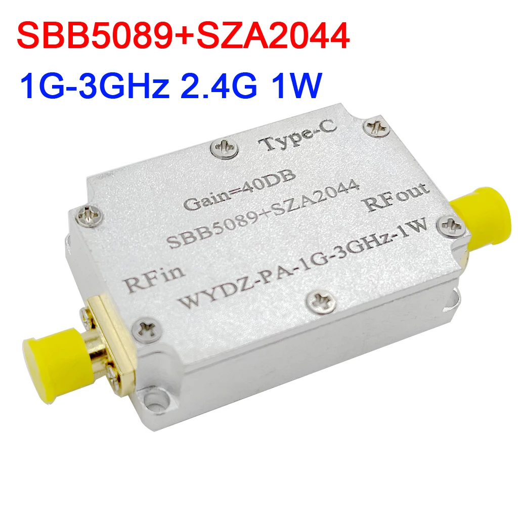 DYKB SBB5089 + SZA2044 1000MHz ~ 3000MHz 2.4GHZ 1W amplificatore di potenza a microonde RF 30DB 2.4G wifi amplificatore di disturbo SDR Ham Radio AMP TYPE-C