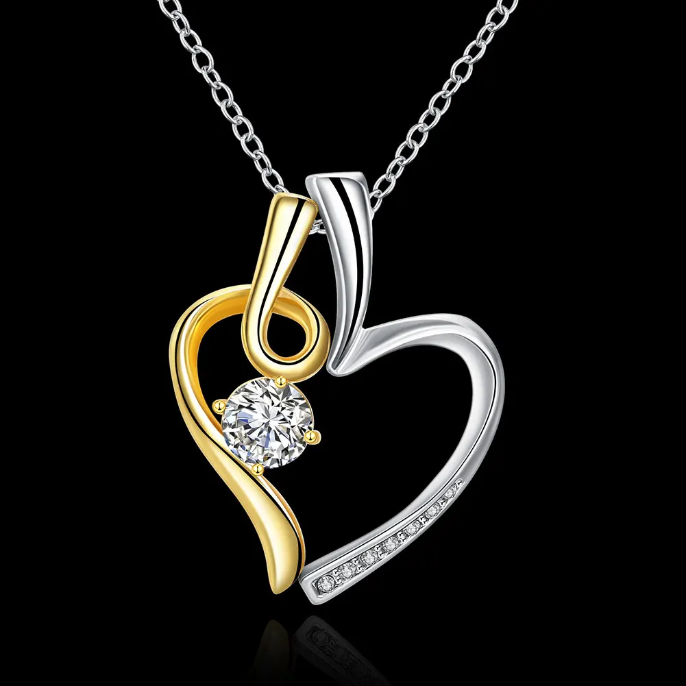 

INALIS Heart Pendant Necklaces For Women Sweet Hollow Color Separation Czech Drill Necklace Romance Wedding Girl Fashion Jewelry