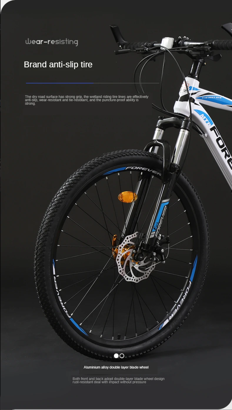 

24/26 Inch 21 Speed Spoke Wheel Adult Off Road Variable Speed Light Racing Fitness Double Disc Brake Mountain Bike