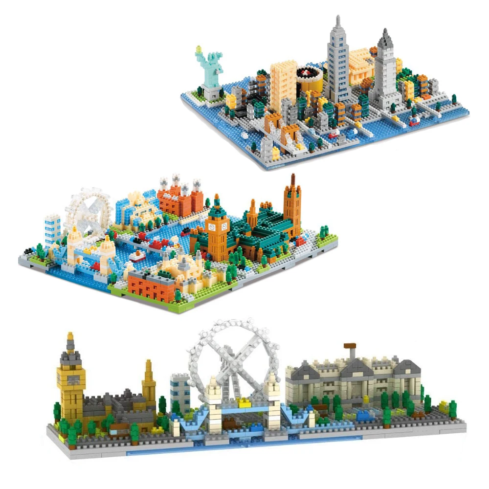 Мини Алмазные строительные блоки кирпичи развивающая игрушка архитектура Нью