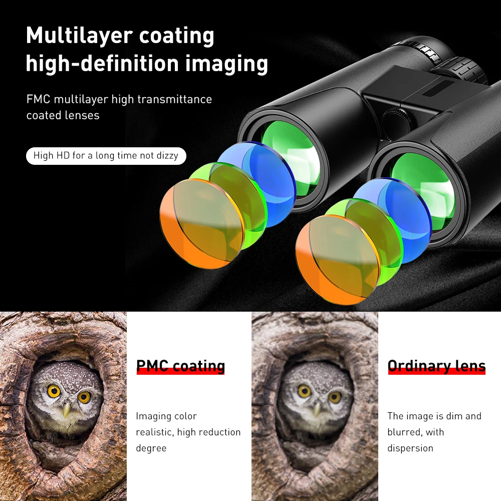 

10x42 BAK4 Prism Binoculars High Powered Zoom Telescope 87m/1000m Hunting Telescope For Sport Bird-Watching Travel Camping