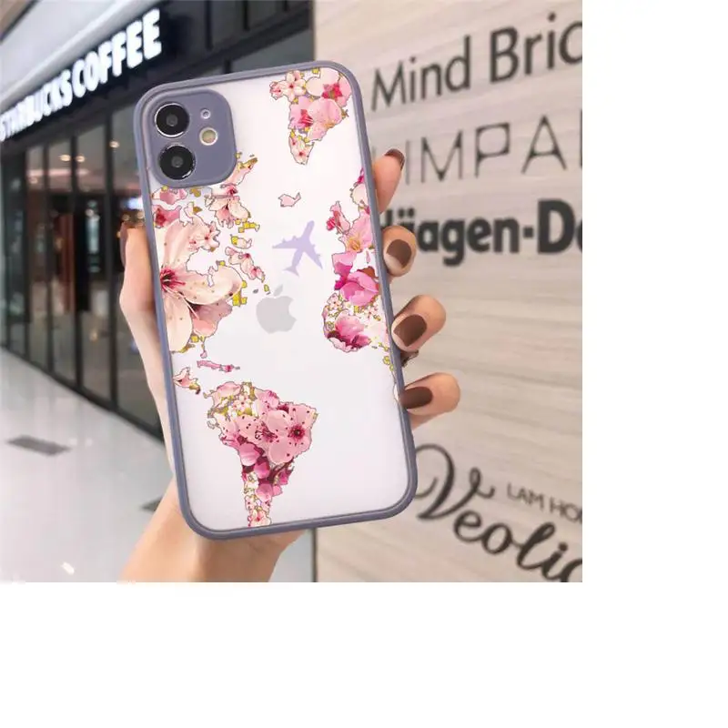 

World Map Travel art design pattern Phone Cases matte transparent For iphone 7 8 11 12 plus mini x xs xr pro max cover