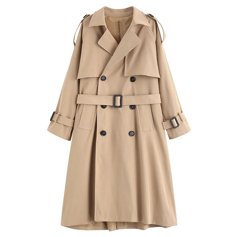 

2021 Spring Korean Style Elegant Fashion Loose Long Woman Ladies Trench Windbreaker Coat 110