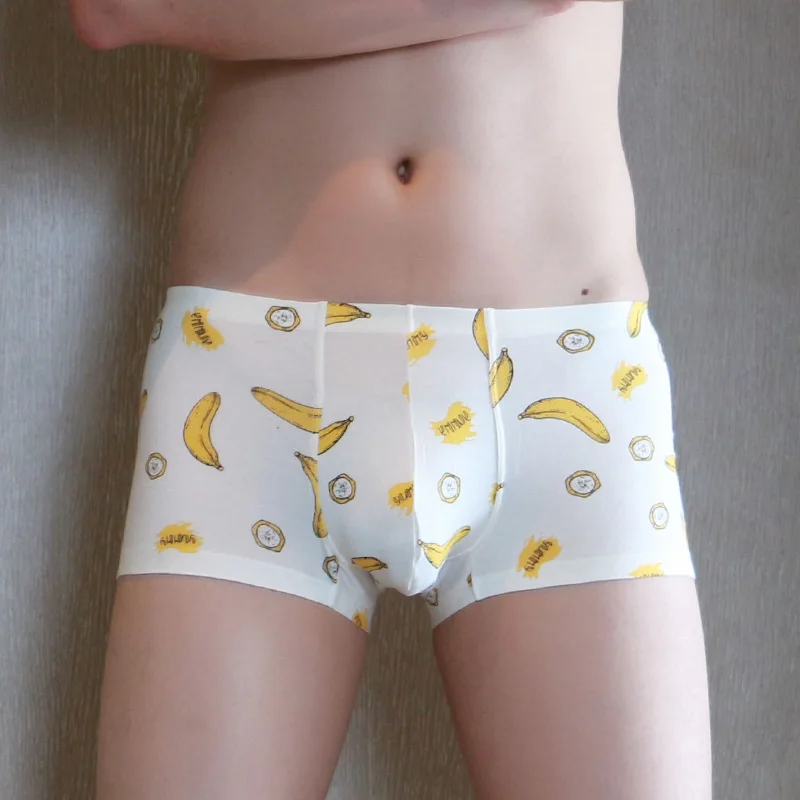 Мужское хлопковое модное нижнее белье с принтом банана из мультфильма дышащие