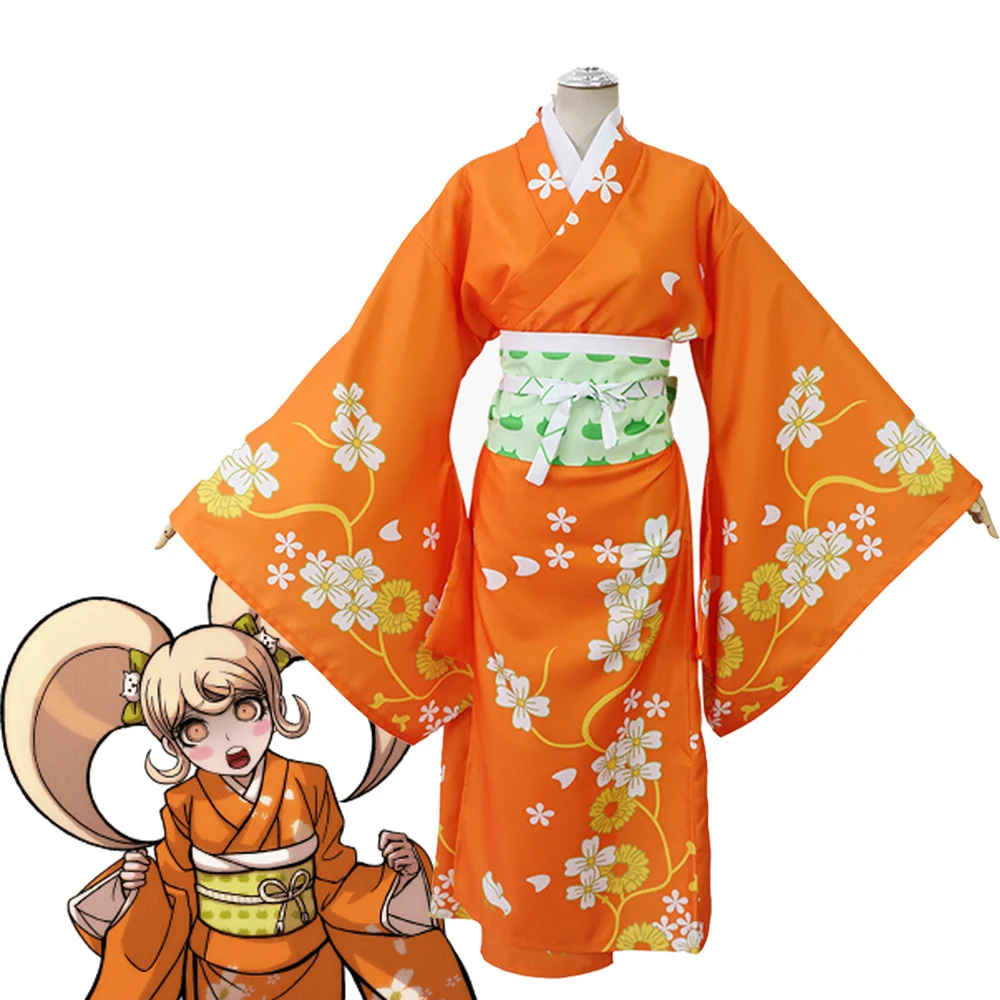 

Супер Danganronpa 2 Hiyoko Сайонджи Hiyoko косплей костюм для женщин кимоно равномерное Хэллоуин полный набор костюм апельсина