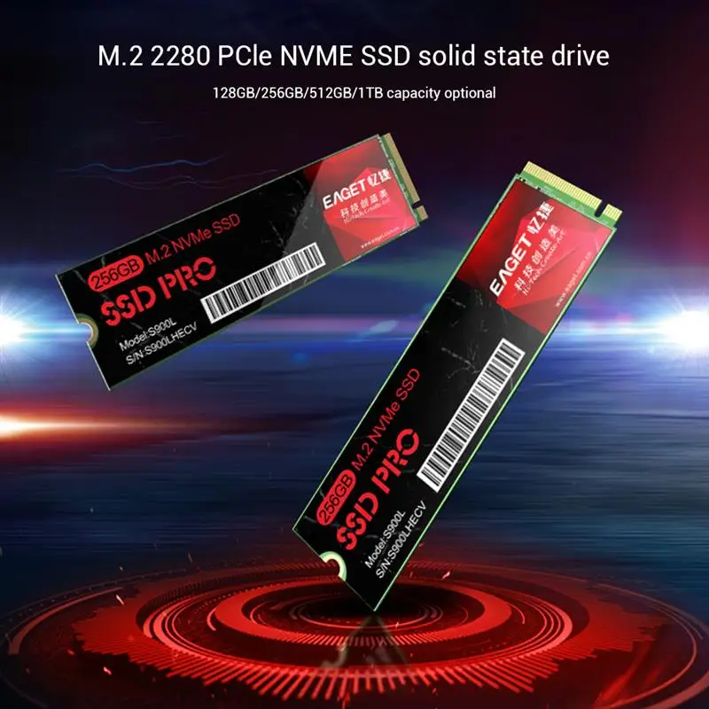 

EAGET S900L Solid State Drive M.2 PCI-E SSD 2280 NVMe Protocol PCIe3.0 128GB/256GB/512GB/1TB Solid State Drive