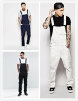 new denim white overalls slim slimming mens trousers new overalls mens casual sports trousers