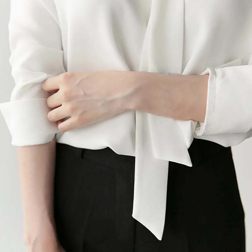 

JAYCOSIN Solid Loose Women Tops and Blouse Vintage OL Long Sleeve Chiffon Tops 2020 Elegant Large Size Spring Autumn Clothing