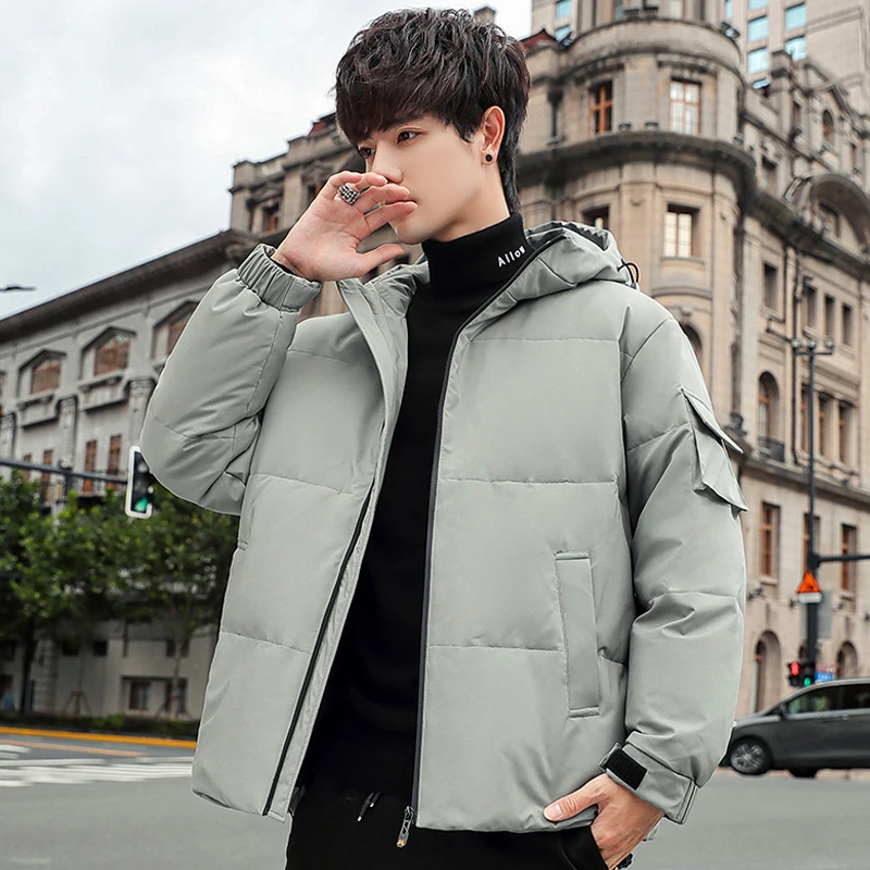 

Down Parka Men Winter Coat Short 2020 New Thickened Hooded Jacket Oversize 3XLWarm Youth White Duck Down Casual Outwear Clothing