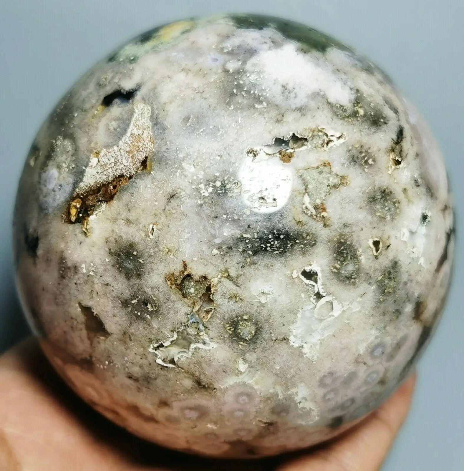 

RARE Natural Snowflake Cherry Blossom agate Crystal Sphere Ball Madagascar