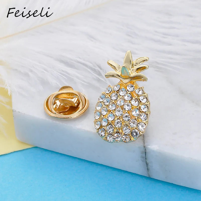Feiseli креативный сплав мультфильм ананас Кристалл Брошь для женщин кокосовое