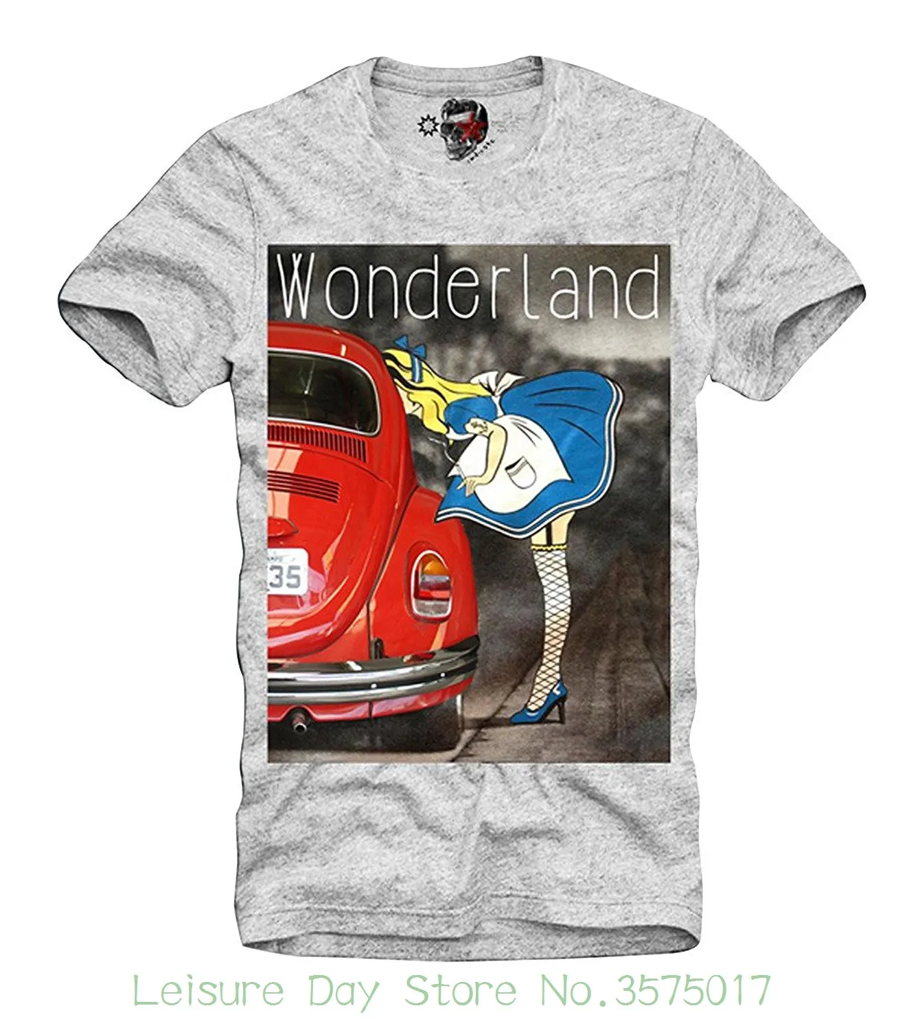 

2018 New Arrival Men'S Fashion Mens T-Shirt Alice In Wonderland Grey S M L Xl