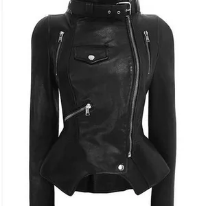 faux leather coats Women Winter Autumn Fashion Motorcycle Jacket Black Outerwear faux leather PU Jac