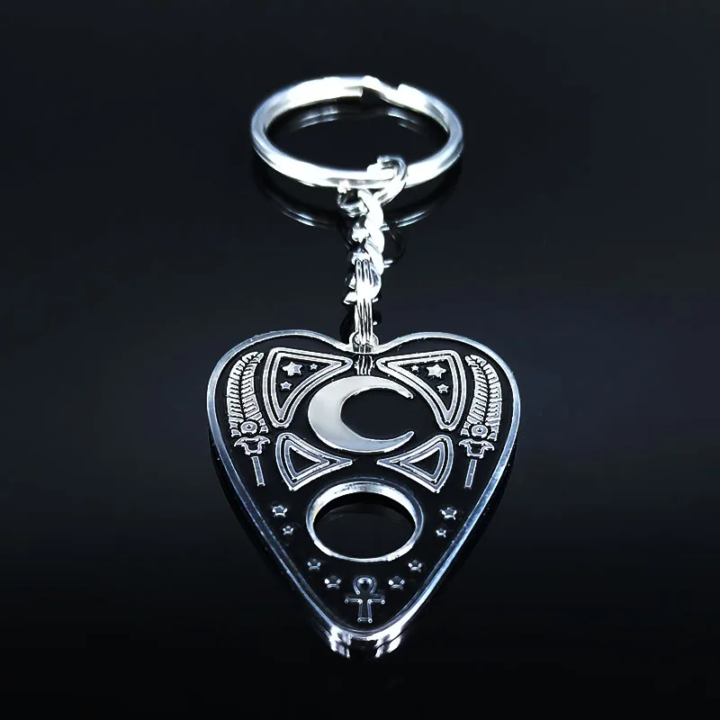 Ouija Love You To Луна нержавеющая сталь кольцо для ключей женщин черной эмалью кулон