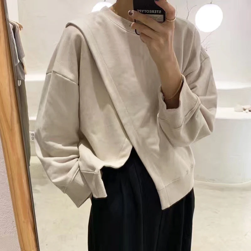 

Женский свитер с длинным рукавом, однотонный элегантный свитер с круглым вырезом в Корейском стиле на осень, 2020