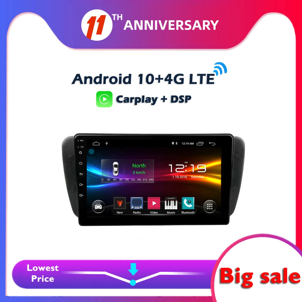 Автомобильный DVD плеер Carplay 6 ГБ + 128 Гб 9 дюймов DSP Android 10 0 4G LTE GPS Wi Fi Bluetooth RDS радио для