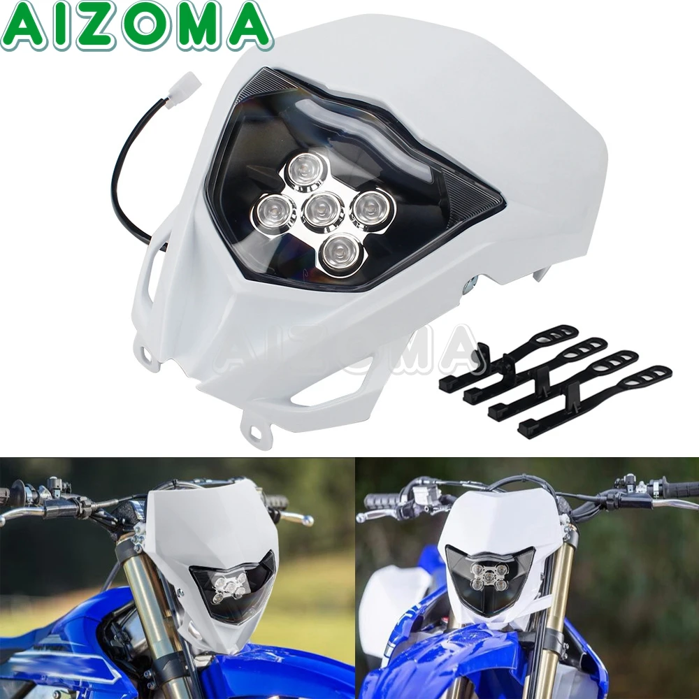 

Мотокросс Байк эндуро светодиодная фара 12 В мотоциклетная фара маска для Yamaha WR YZ TTR WRF 85 125 250 425 450 WRF250 YZ450F