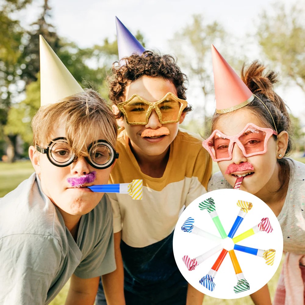 

1 Set of 50pcs Kids Whistle Noise Maker Party Cheering Prop Blowing Dragon