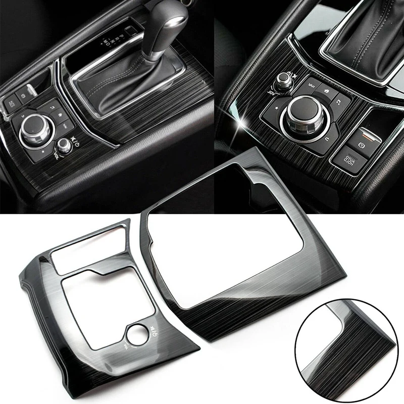 

for Mazda CX-5 CX5 2017-18 Lhd Gear Shift Console Panel Frame Cover Trim Window Switch Panel Cup Holder Cover Black 7PCS